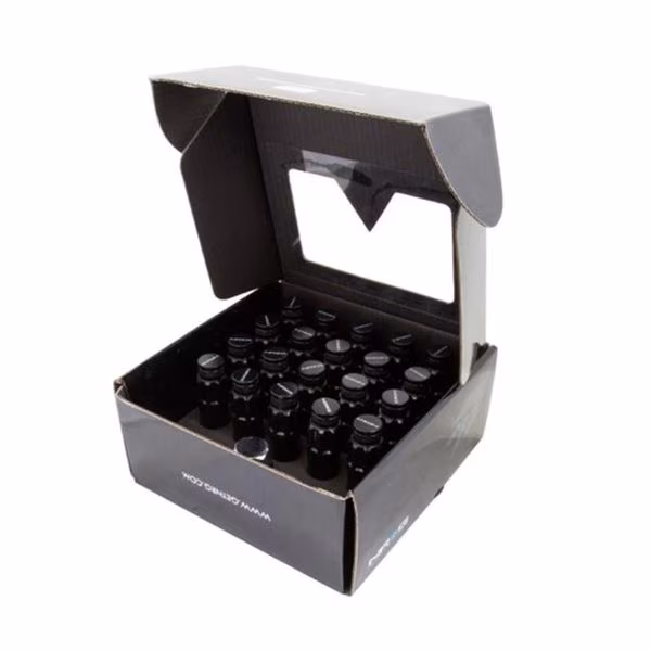 NRG Innovations LN-LS710BK-21 700 Series M12 x 1.25 in. Steel Lug Nut with Dust Cap Cover; 21 Piece - Black
